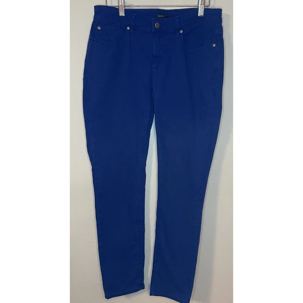 Eileen Fisher Women's Size 6 Blue Skinny Leg Cotton‎ Chino Pants Made In USA
